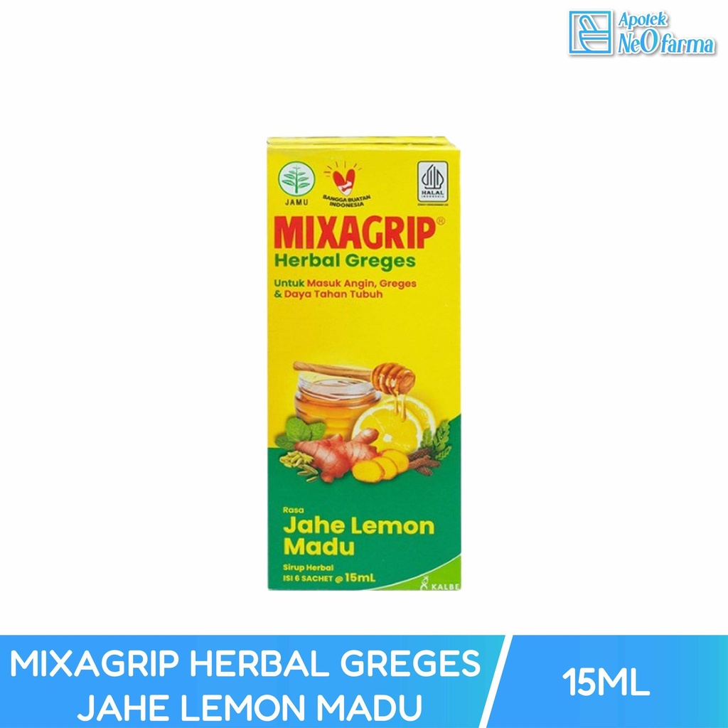 MIXAGRIP HERBAL GREGES JAHE LEMON MADU BOX 6 SCHT @ 15 ML