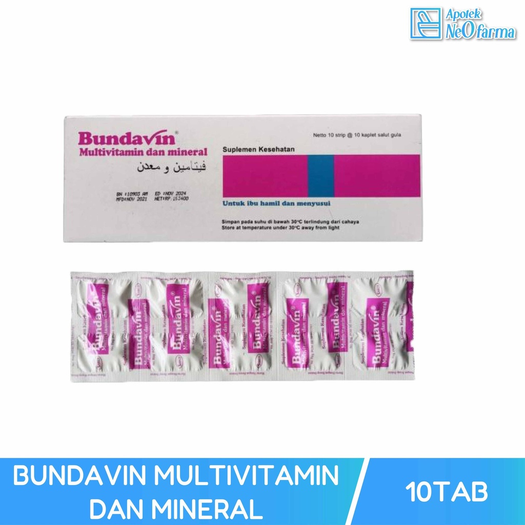 BUNDAVIN MULTIVITAMIN DAN MINERAL BOX 10 STR @ 10 KAPL