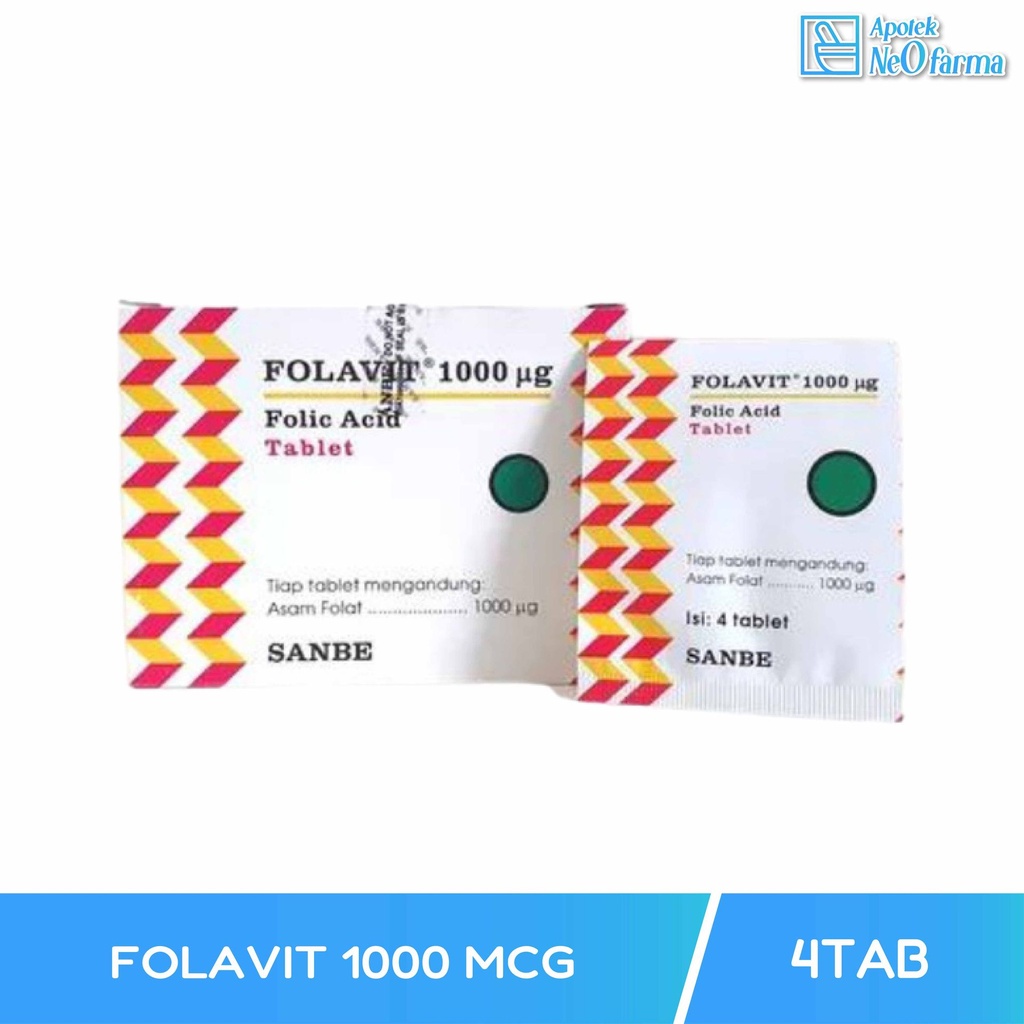 FOLAVIT 1000 IU SANBE BOX 25 STR @ 4 TAB
