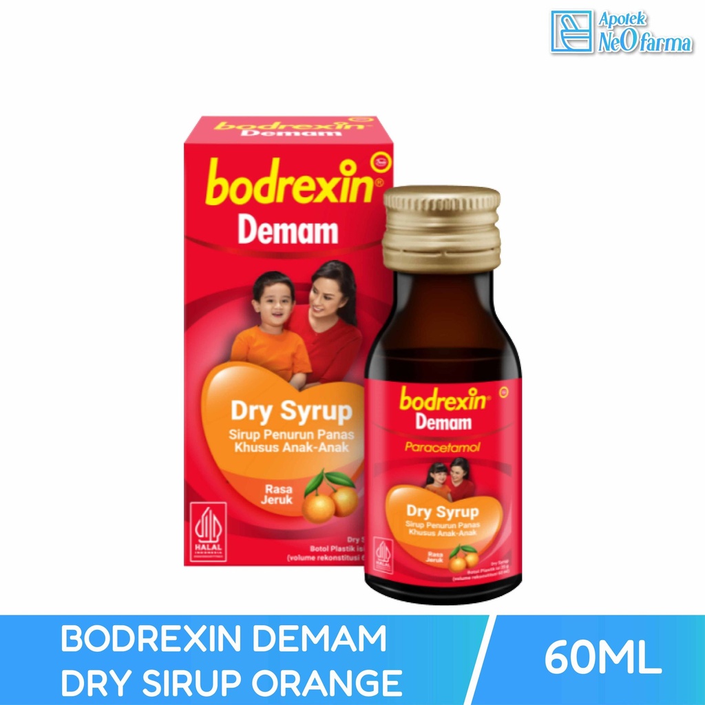 BODREXIN DEMAM DRY SIRUP ORANGE BTL 60ML