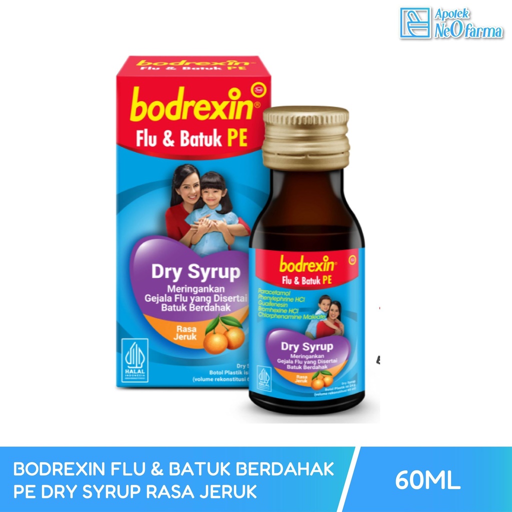 BODREXIN FLU & BATUK BERDAHAK PE DRY SYRUP RASA JERUK 60ML