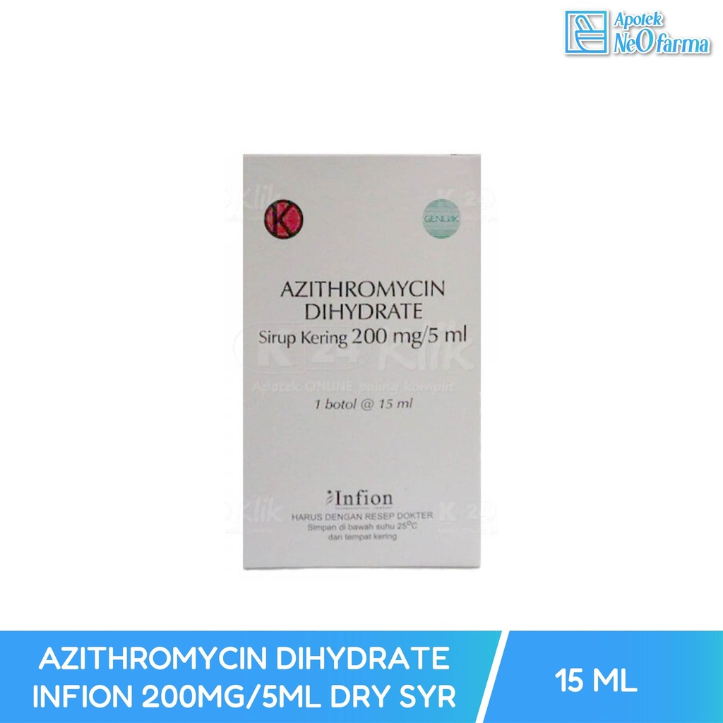 AZITHROMYCIN DIHYDRATE INFION 200MG/5ML DRY SYR BTL 15ML