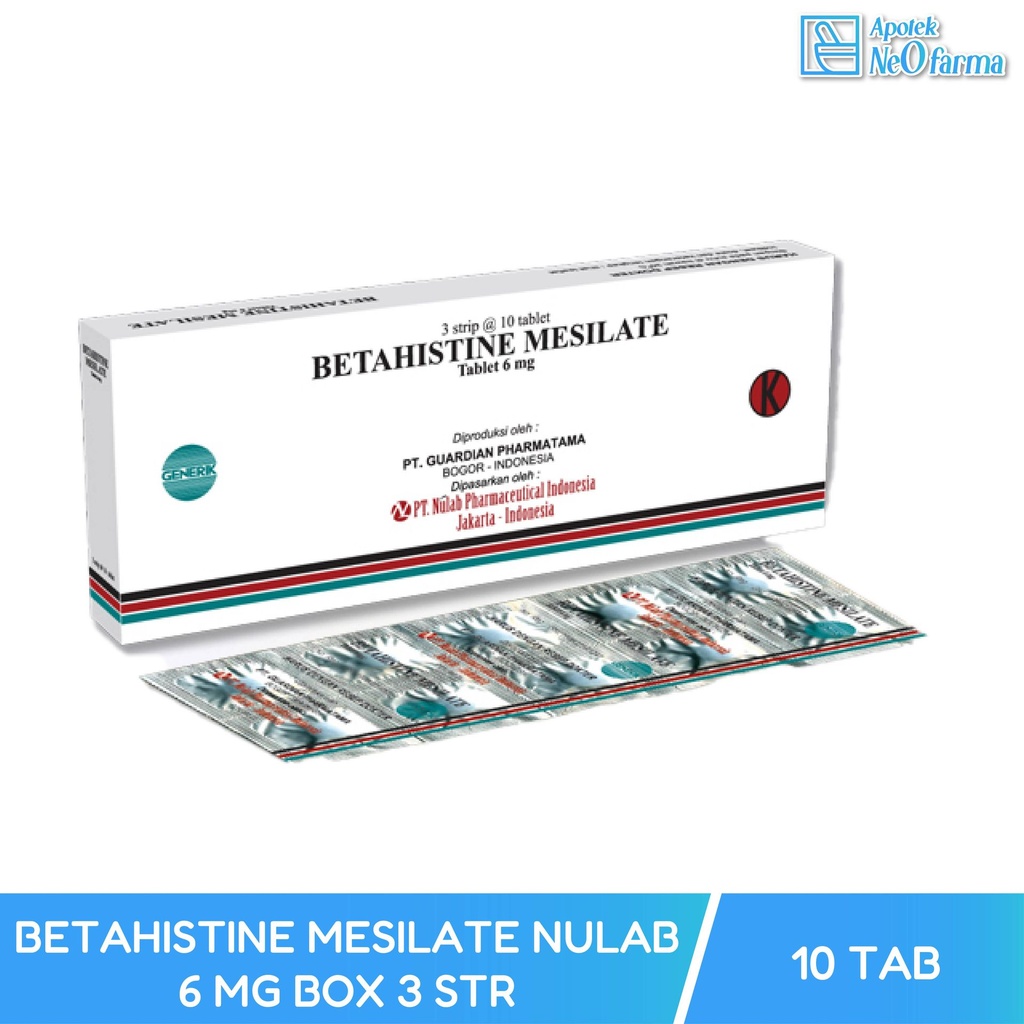BETAHISTINE MESILATE NULAB 6 MG BOX 3 STR @10 TAB