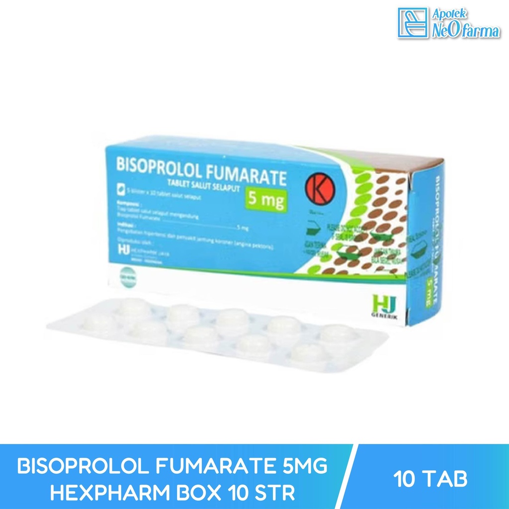 BISOPROLOL FUMARATE 5MG HEXPHARM BOX 10 STR 10 TAB