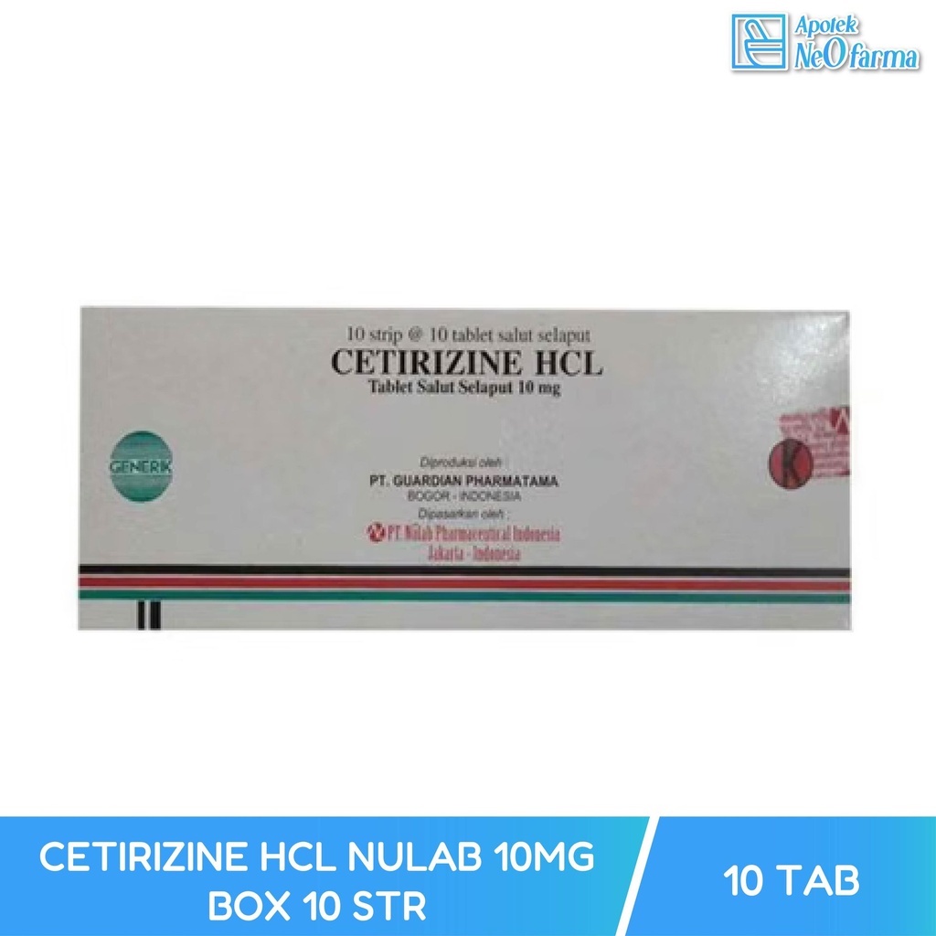 CETIRIZINE HCL NULAB 10MG BOX 10 STR @ 10 TAB