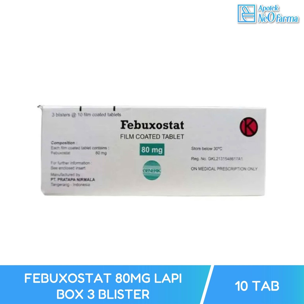 FEBUXOSTAT 80MG LAPI BOX 3 BLISTER @10 KAPLET