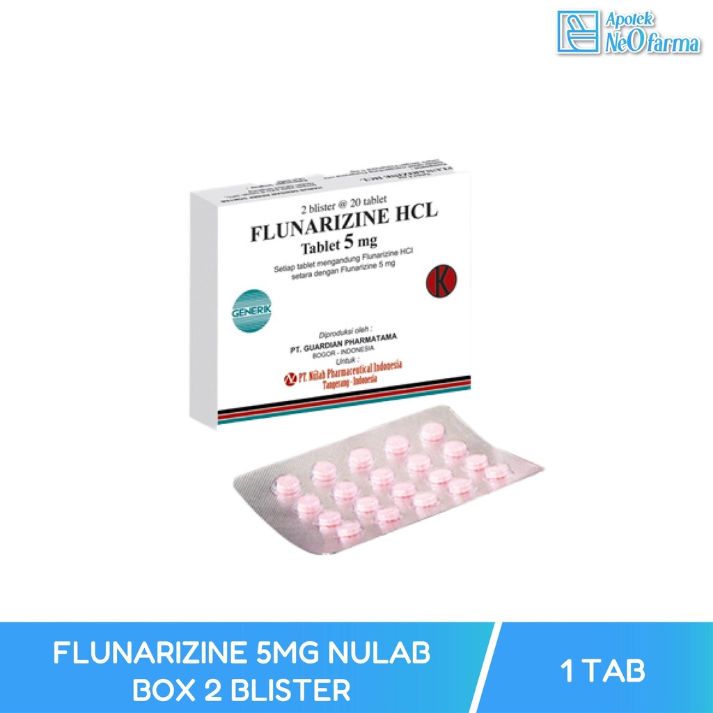 FLUNARIZINE 5MG NULAB PHARMA BOX 2 BLISTER @ 20 TAB