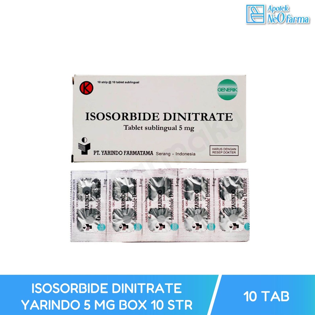 ISOSORBIDE DINITRATE YARINDO 5 MG BOX 10 STR @ 10 TAB