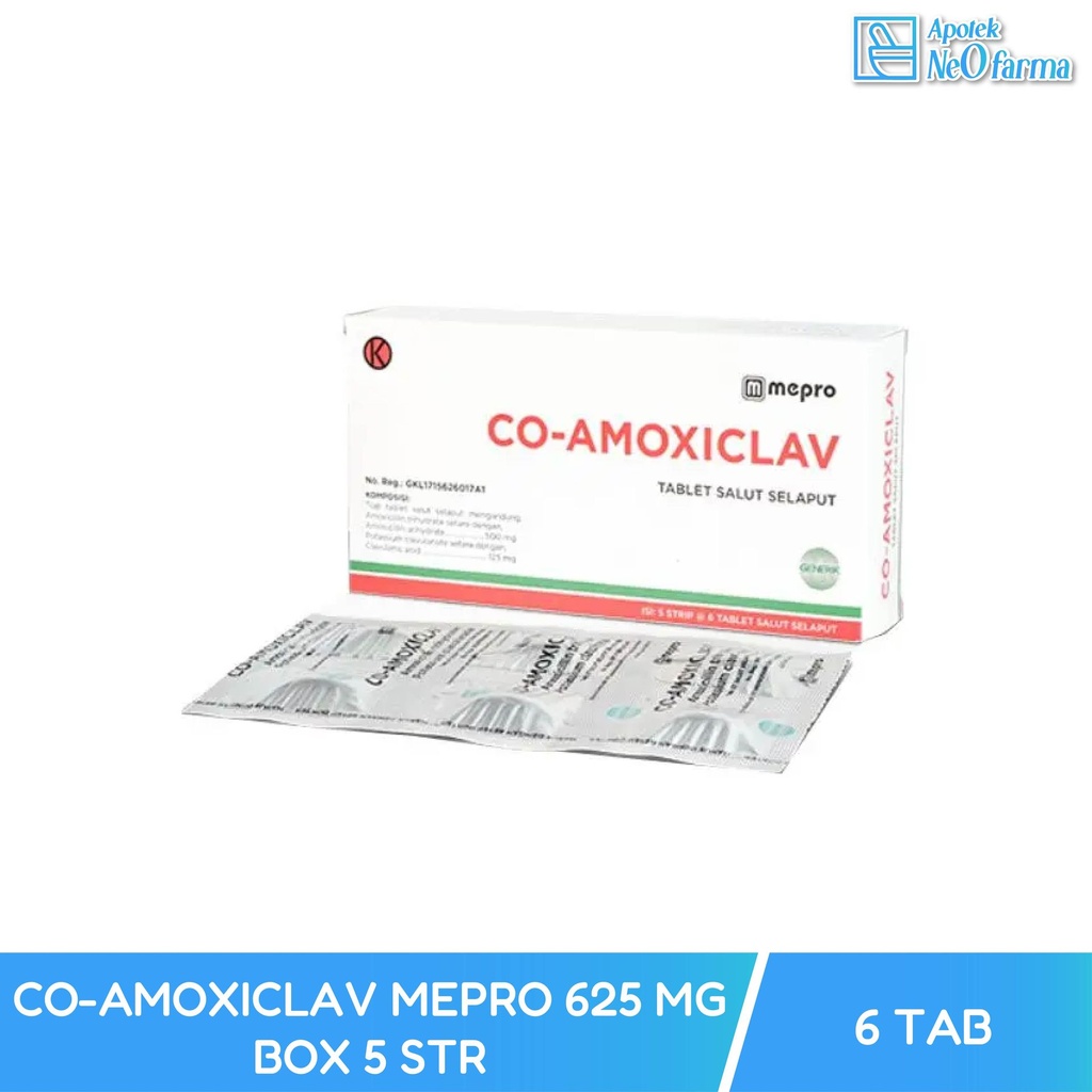 CO-AMOXICLAV MEPRO 625 MG BOX 5 STR @ 6 TAB